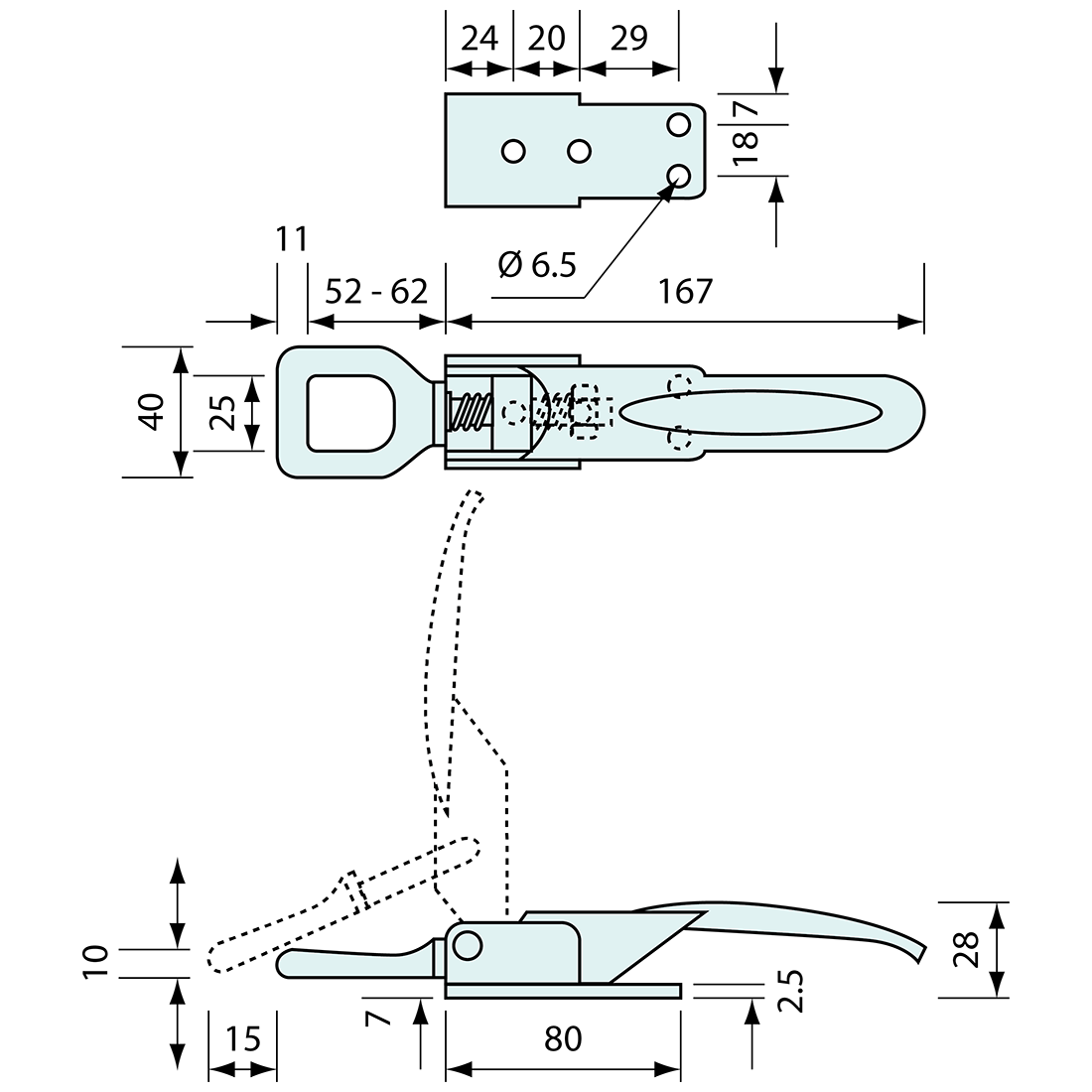 Hold Down Latch Zinc 220mm